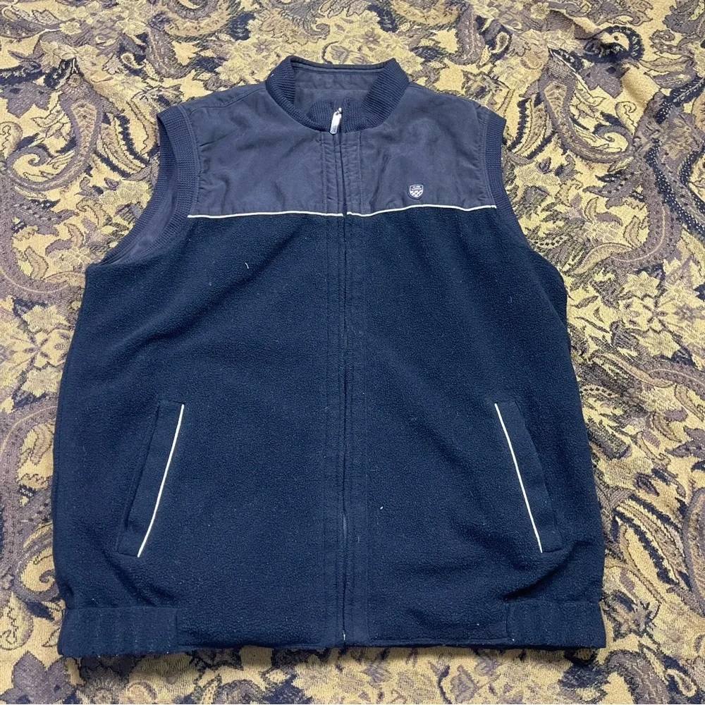 Vtg Goorik Italy‎ Reversible Zip Up Vest Black Charcoal Mens Size 50 L